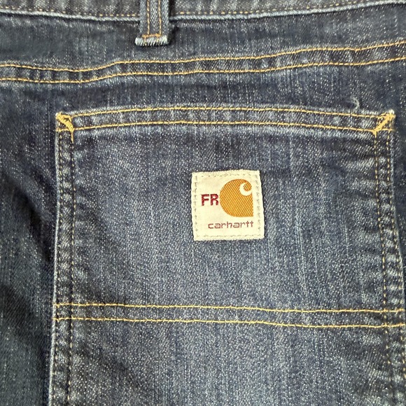 Carhartt FR Jeans Mens 50x32 Blue Relaxed Fit Straight Leg Denim Medium Wash - Picture 10 of 16